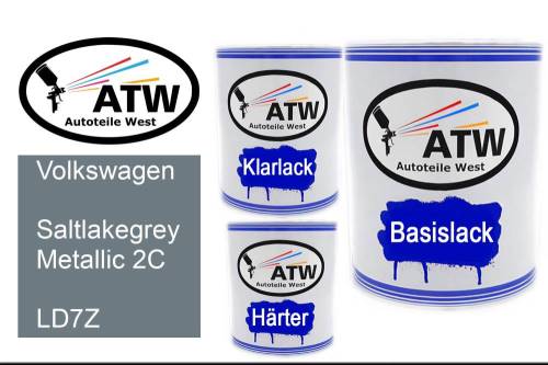 Volkswagen, Saltlakegrey Metallic 2C, LD7Z: 1L Lackdose + 1L Klarlack + 500ml Härter - Set, von ATW Autoteile West.